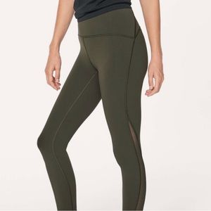 lululemon athletica Olive Green High-Rise Mesh Panel Leggings